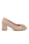 Beige Skin Thick Heeled Womens Evening Shoes 695040 Z