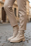 Bej Cilt Kaymaz İçi Polarlı Fermuarlı Kadın Bot 209151 Z