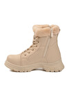 Beige Fur Lined Zippered Non-Slip Sole Girls Boots 24072 F