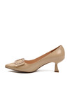 Beige Thin Short Heeled Womens Evening Shoes 357172 Z