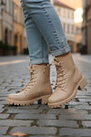 Beige Polar Fleece Non-Slip Sole Womens Boots 23008 Z