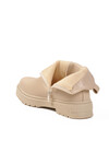 حذاء نسائي بيج من الصوف القطبي بسحاب مانع للانزلاق 24071 Z