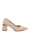 Beige Womens Thick High Heel Shoes 619004 Z