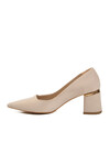 Beige Womens Thick High Heel Shoes 619004 Z