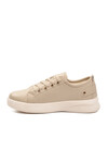 Beige Lace-Up Light Leather Womens Sneakers 201 G