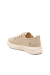 Beige Lace-Up Light Leather Womens Sneakers 201 G
