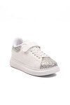White Glittery Velcro Lightweight Girls Sneakers 2540-26K F