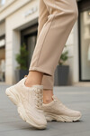 Ekru Bağcıklı Kadın Sneaker DRK171 G