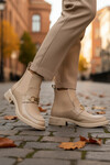 Cream Elastic Easy to Wear Non-Slip Sole Womens Boots PC-55250 Z