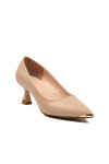Beige Skin Thin Short Heeled Womens Evening Shoes 357171 Z