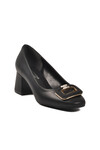 Black Skin Thick Heeled Womens Evening Shoes 695040 Z