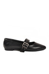 Black Skin Belted Lightweight Flexible Womens Ballerinas 209166 Z