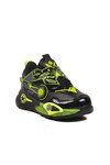 Black Yellow Velcro Boys Sports Shoes 2044 P