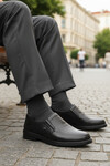 Black Genuine Leather Mens Casual Shoes DSN 2036 M