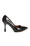 Black Patent Leather Womens Thin Heeled Shoes PC-55118 Z