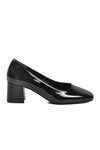 Black Patent Leather Thick Heeled Womens Evening Shoes 695042 Z