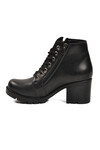 Black Lace-Up Zippered Heeled Womens Boots 196 Z