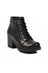 Black Lace-Up Zippered Heeled Womens Boots 196 Z