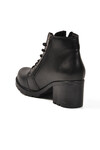 Black Lace-Up Zippered Heeled Womens Boots 196 Z