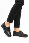 Black Rubber Laced Light Flexible Womens Casual Shoes 034 Z