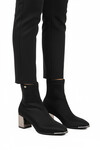 Black Stretch Ankle Boots with Light Pointed Toe Heels for Women PC-54967 Z