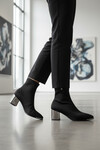 Black Stretch Ankle Boots with Light Pointed Toe Heels for Women PC-54967 Z