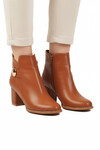 Tan Narrow Fit Polar Fleece Zippered Heeled Womens Boots 262325 Z