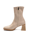 Bej Polarlı Fermuarlı Streç Kadın Topuklu Bot 2615 Z