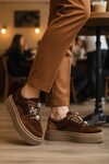 Kahve Nubuk Bağcıklı Yüksek Taban Kadın Sneaker 25K475 Z