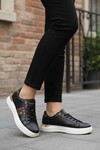 Siyah Beyaz Bağcıklı Kadın Sneaker BNI-12132 G