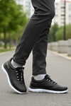 Siyah Beyaz Bilekten Lastikli Erkek Spor Ayakkabı Flexible Pu M