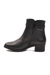 Siyah Hakiki Deri Fermuarlı İçi Polarlı Kadın Bot 24113-1 Z