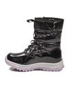 Siyah Lila Kaymaz Taban İçi Polarlı Kız Çocuk Kar Botu 24081 F