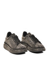 Siyah Platin Taş İşlemeli Bağcıklı Kadın Sneaker 989118-01 Z