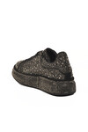 Siyah Platin Taş İşlemeli Bağcıklı Kadın Sneaker 989118-01 Z