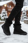 Siyah Kürklü Kaymaz Soğuğa Dirençli Kadın Bot 25003 Z