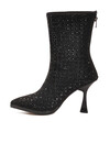 Siyah Taş İşlemeli İnce Topuklu İçi Kürklü Kadın Çizme 671131 Z