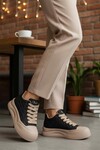 Siyah Bağcıklı Kaymaz Taban Kadın Sneaker Bot 25K426-1 Z