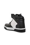 Siyah-Beyaz Suni Deri Unisex Hi Sneaker BN-31085 G